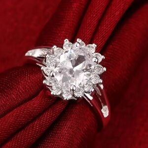 925 Sterling Silver Crystal Ring Size 7 gift boxed NEW